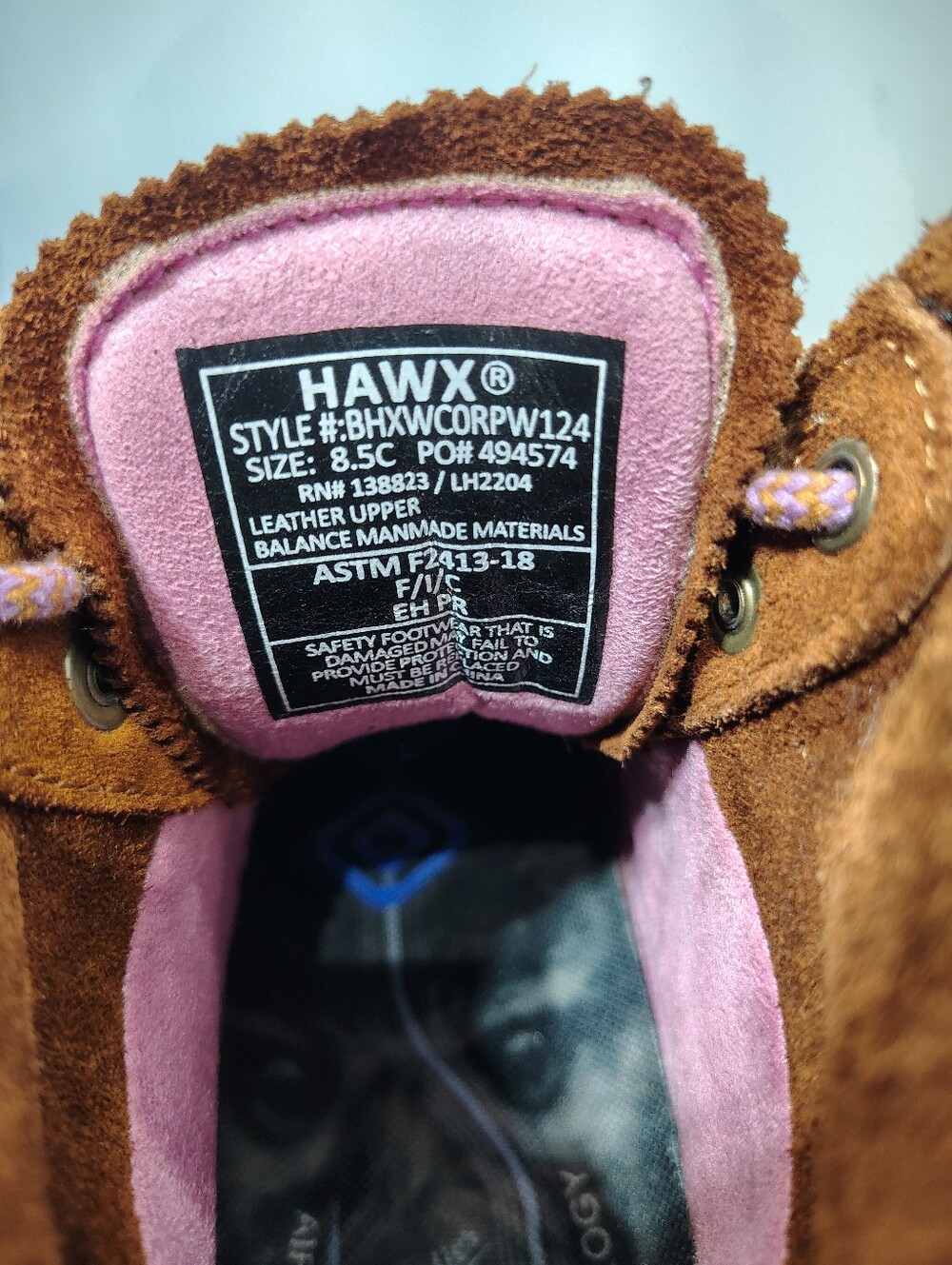 Hawx Trooper Safety Boots Wide Tan Pink Size 8.5C - Picture 5 of 7